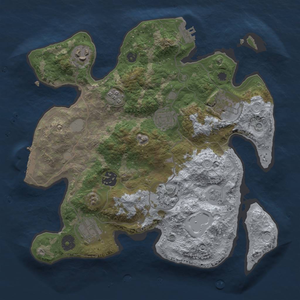 Rust Map: Procedural Map, Size: 3000, Seed: 2485670, 14 Monuments