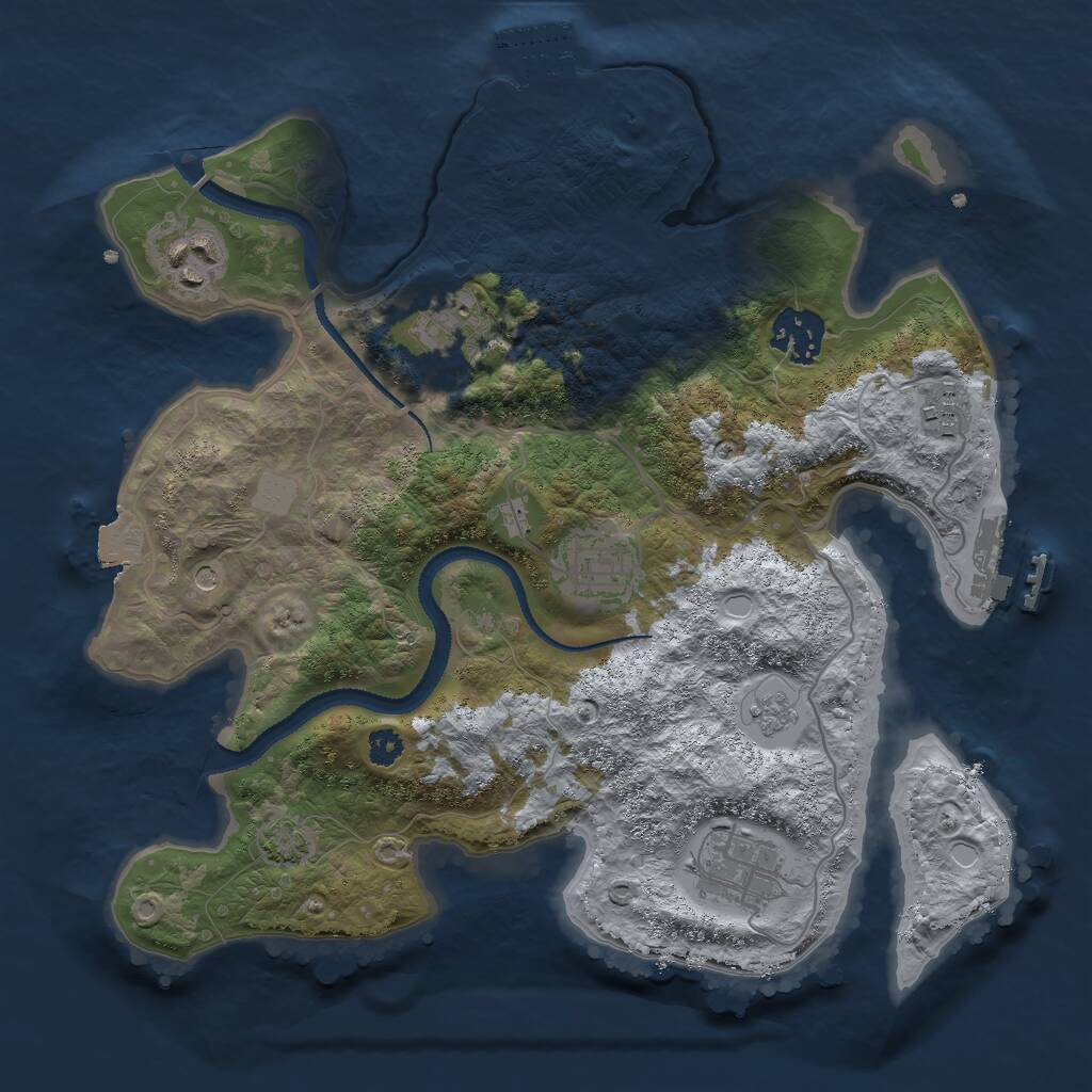 Rust Map: Procedural Map, Size: 3000, Seed: 2485670, 12 Monuments