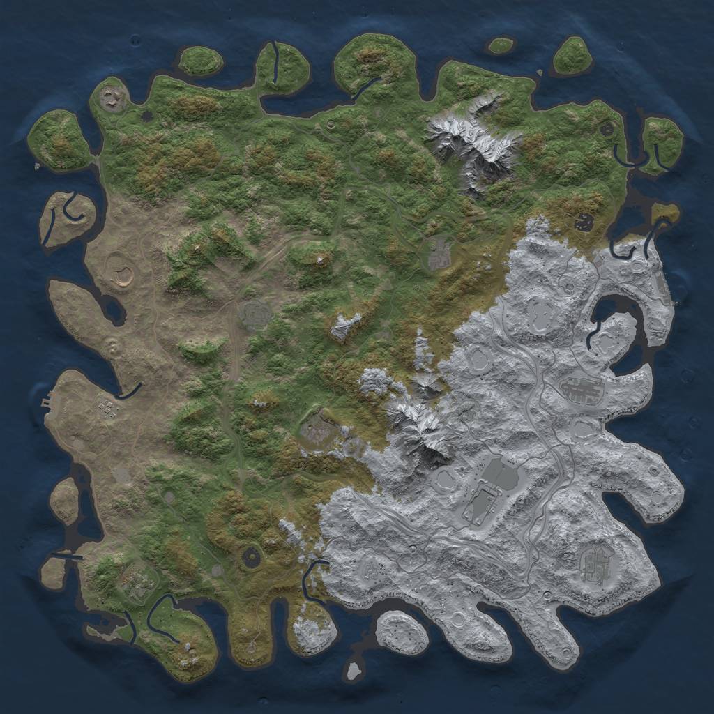 Rust Map: Procedural Map, Size: 5500, Seed: 2313223, 18 Monuments