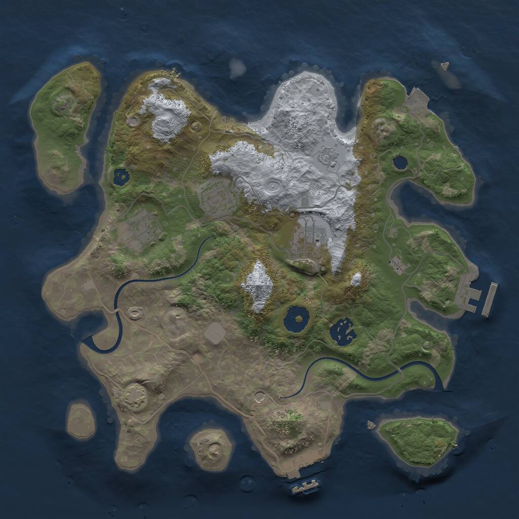 Rust Map: Procedural Map, Size: 3000, Seed: 85665, 10 Monuments