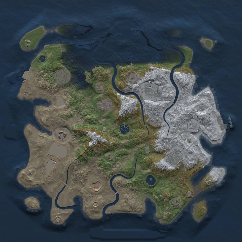 Rust Map: Procedural Map, Size: 3680, Seed: 908418790, 15 Monuments