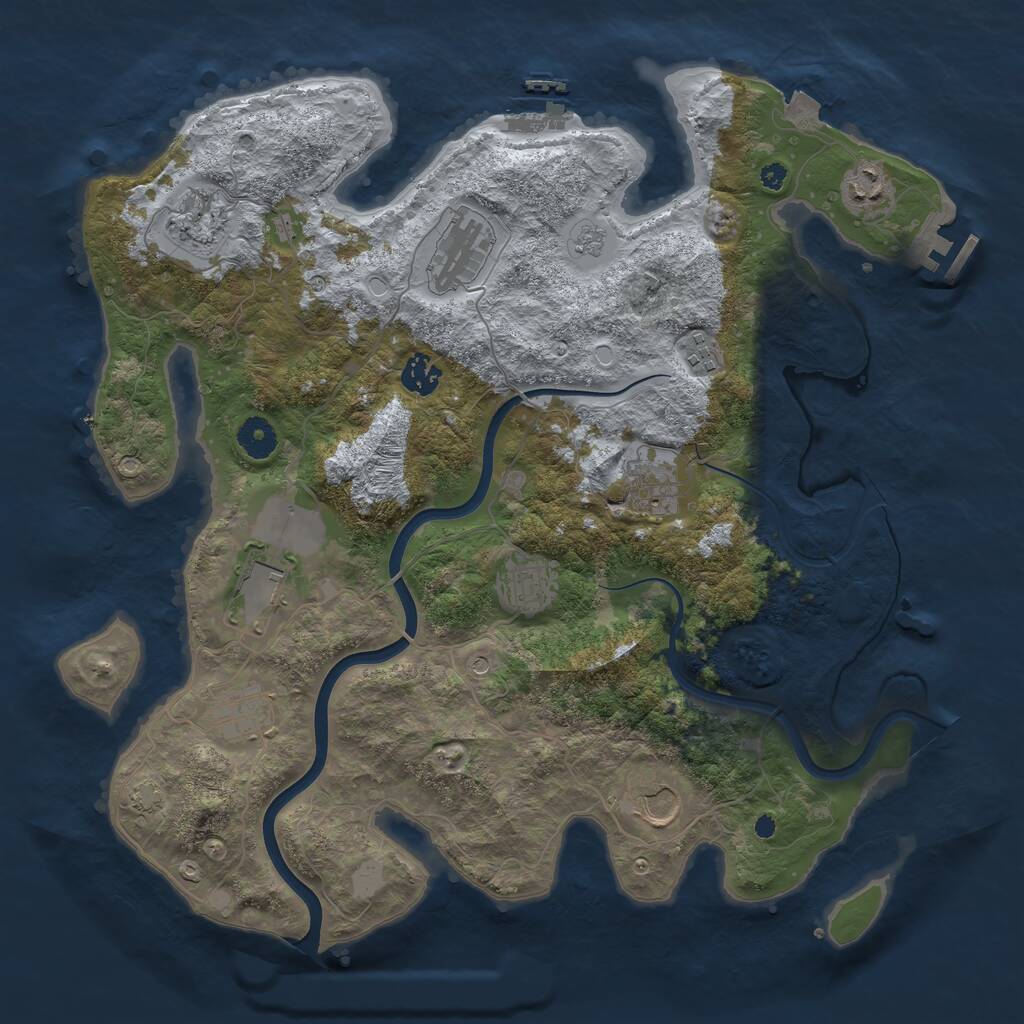 Rust Map: Procedural Map, Size: 3900, Seed: 485, 16 Monuments