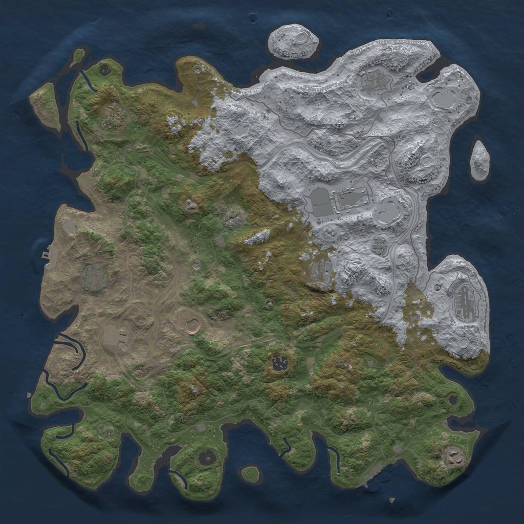 Rust Map: Procedural Map, Size: 4800, Seed: 1331520782, 18 Monuments