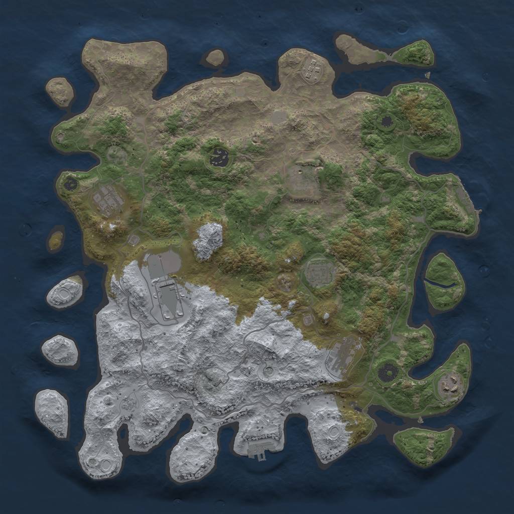 Rust Map: Procedural Map, Size: 4000, Seed: 4257573, 15 Monuments