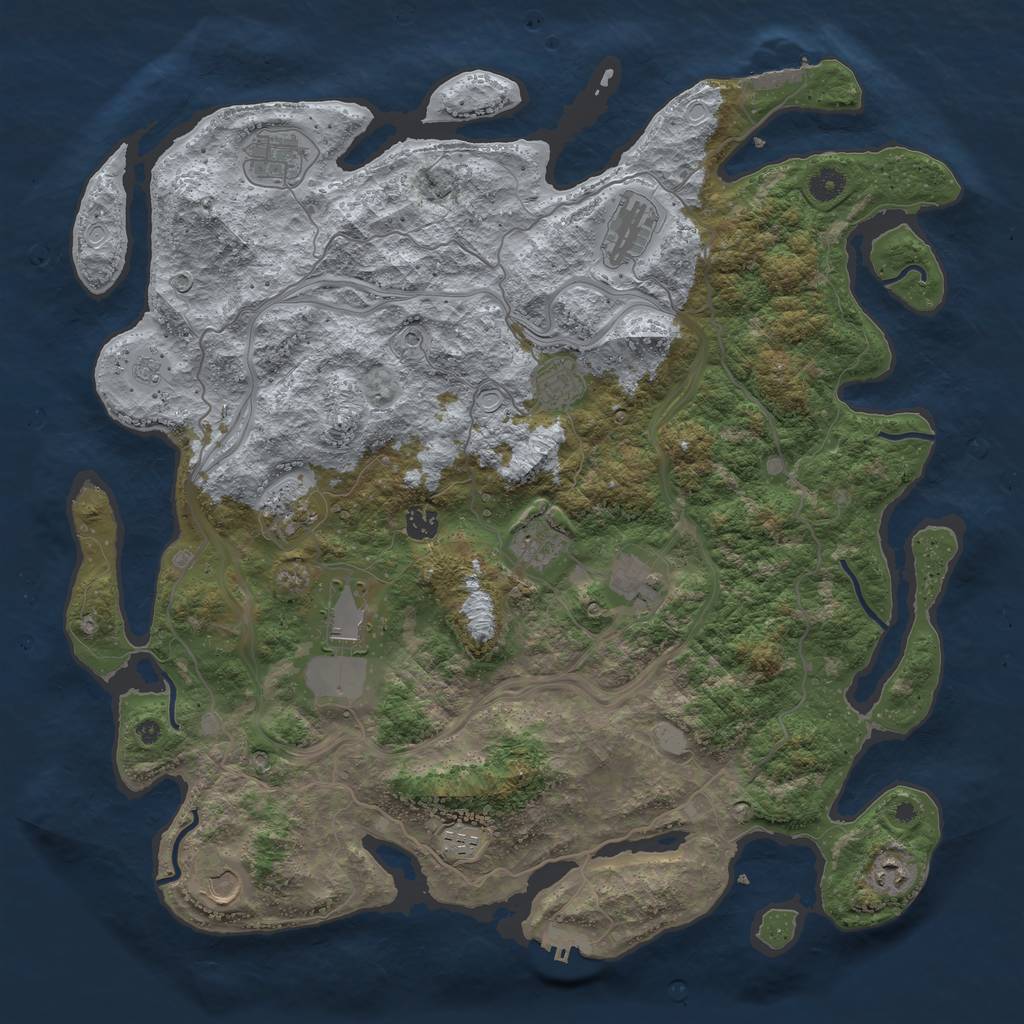 Rust Map: Procedural Map, Size: 4500, Seed: 589728524, 18 Monuments