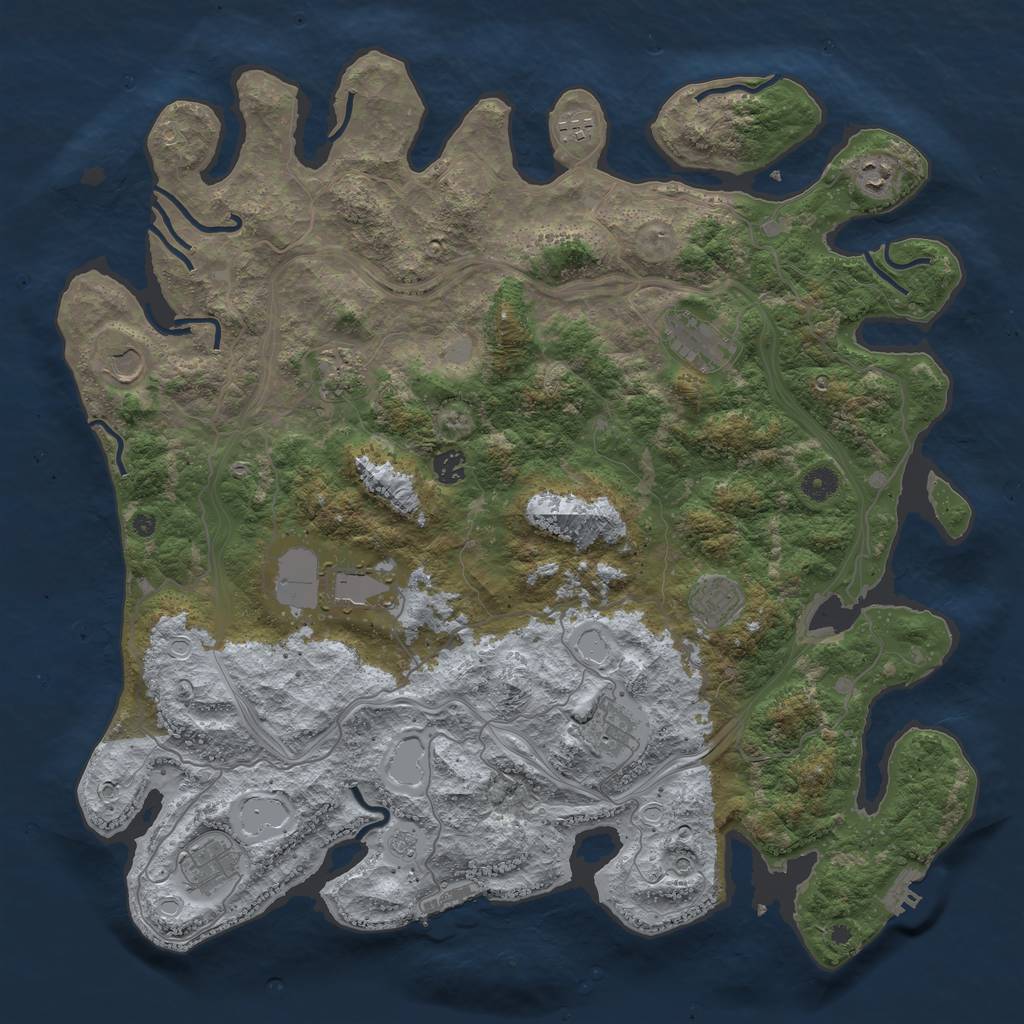 Rust Map: Procedural Map, Size: 4500, Seed: 912204100, 17 Monuments