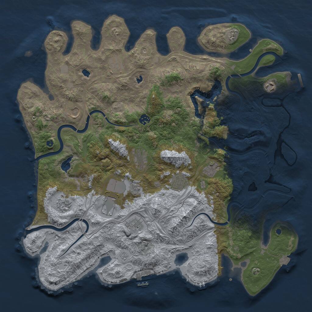 Rust Map: Procedural Map, Size: 4500, Seed: 912204100, 17 Monuments