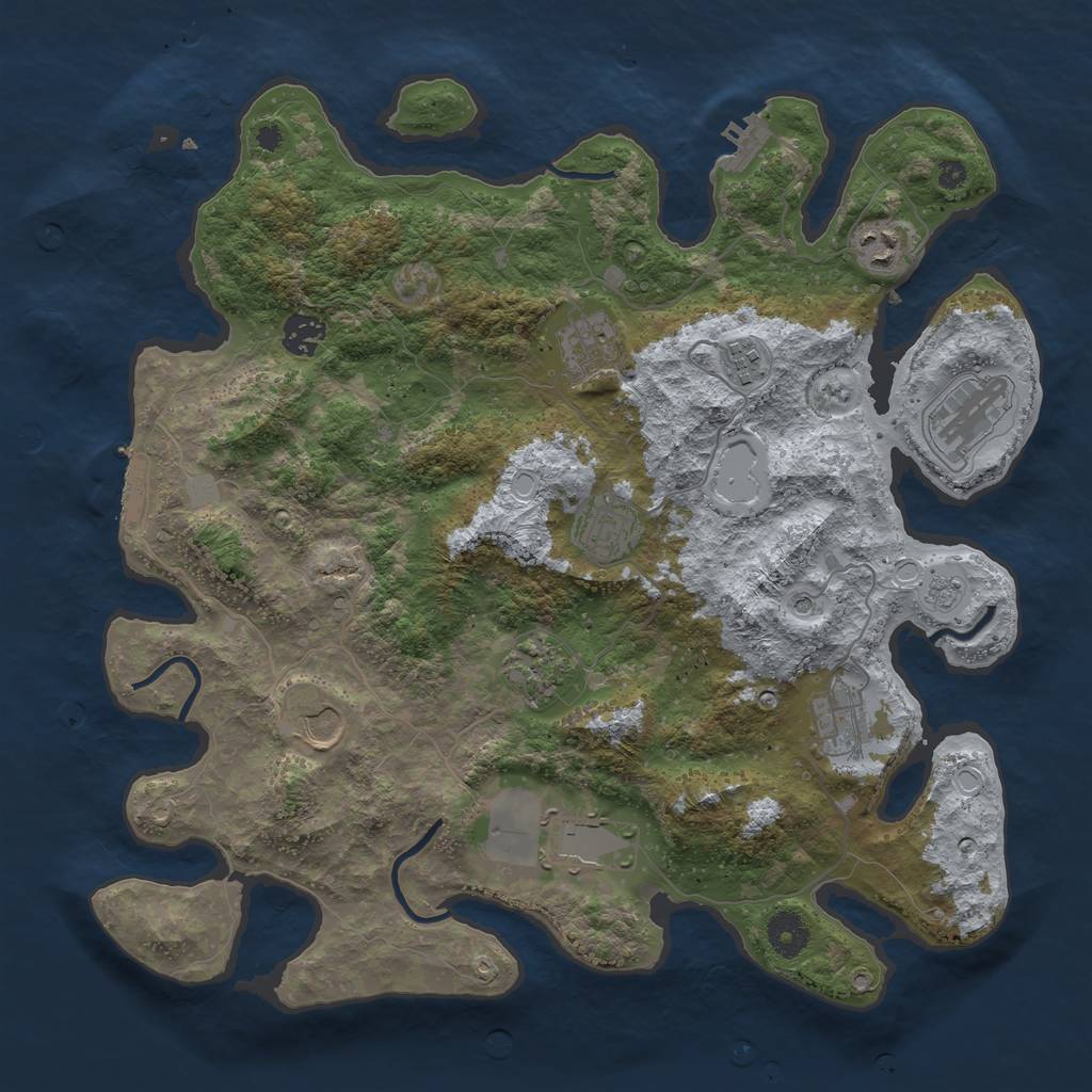 Rust Map: Procedural Map, Size: 3800, Seed: 1546, 17 Monuments