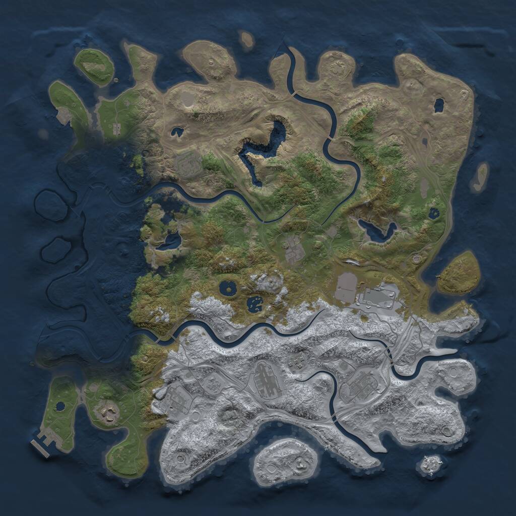 Rust Map: Procedural Map, Size: 4550, Seed: 1388132950, 14 Monuments