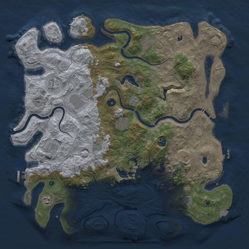 Rust Map: Procedural Map, Size: 4500, Seed: 673720789, 16 Monuments