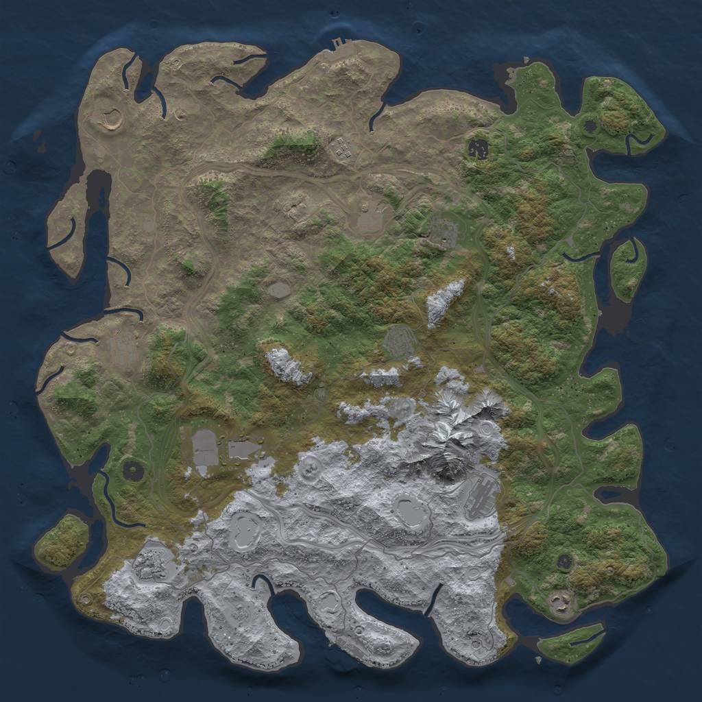 Rust Map: Procedural Map, Size: 5000, Seed: 4393, 18 Monuments
