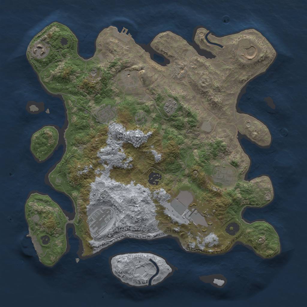 Rust Map: Procedural Map, Size: 3500, Seed: 528737437, 15 Monuments