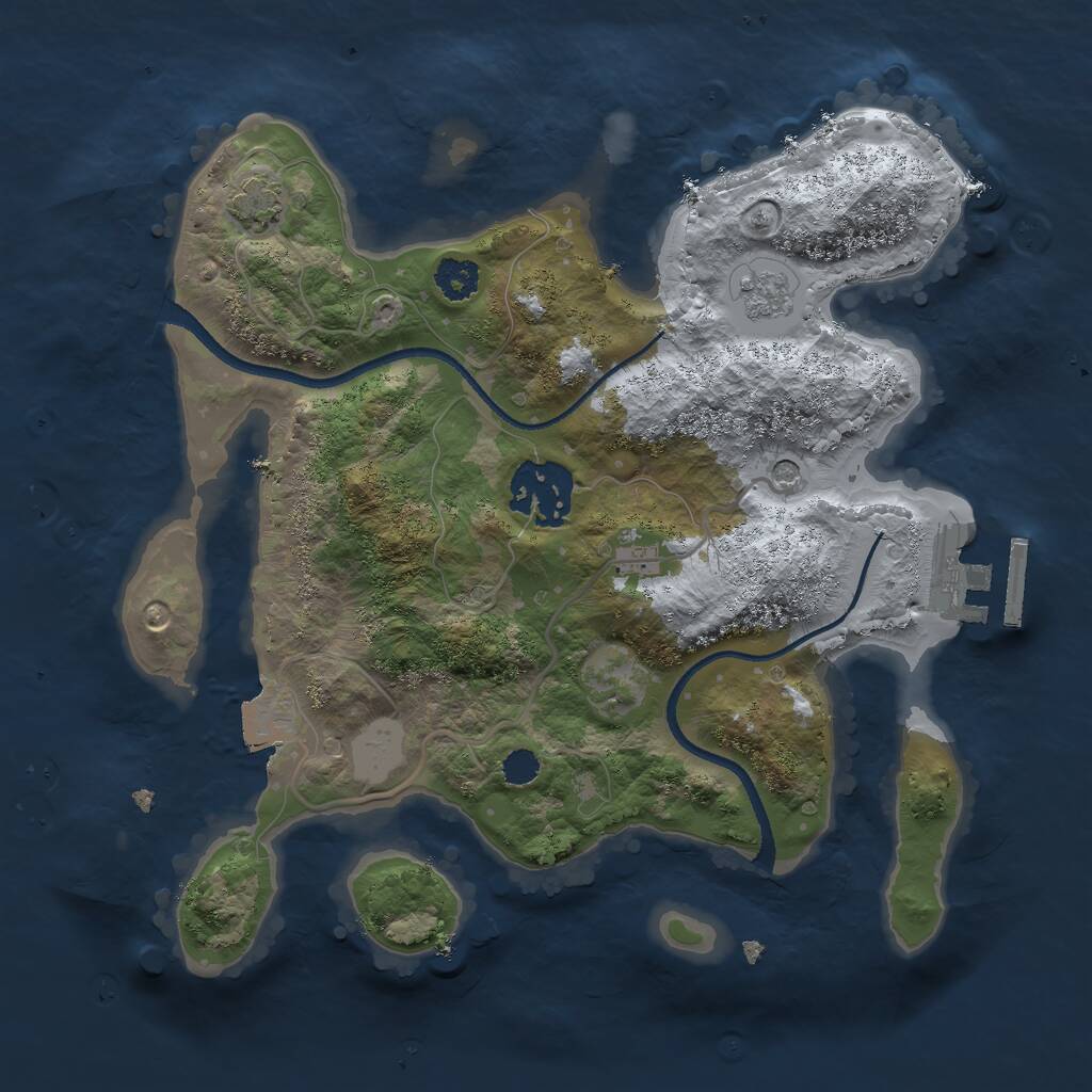 Rust Map: Procedural Map, Size: 2500, Seed: 1310019679, 6 Monuments