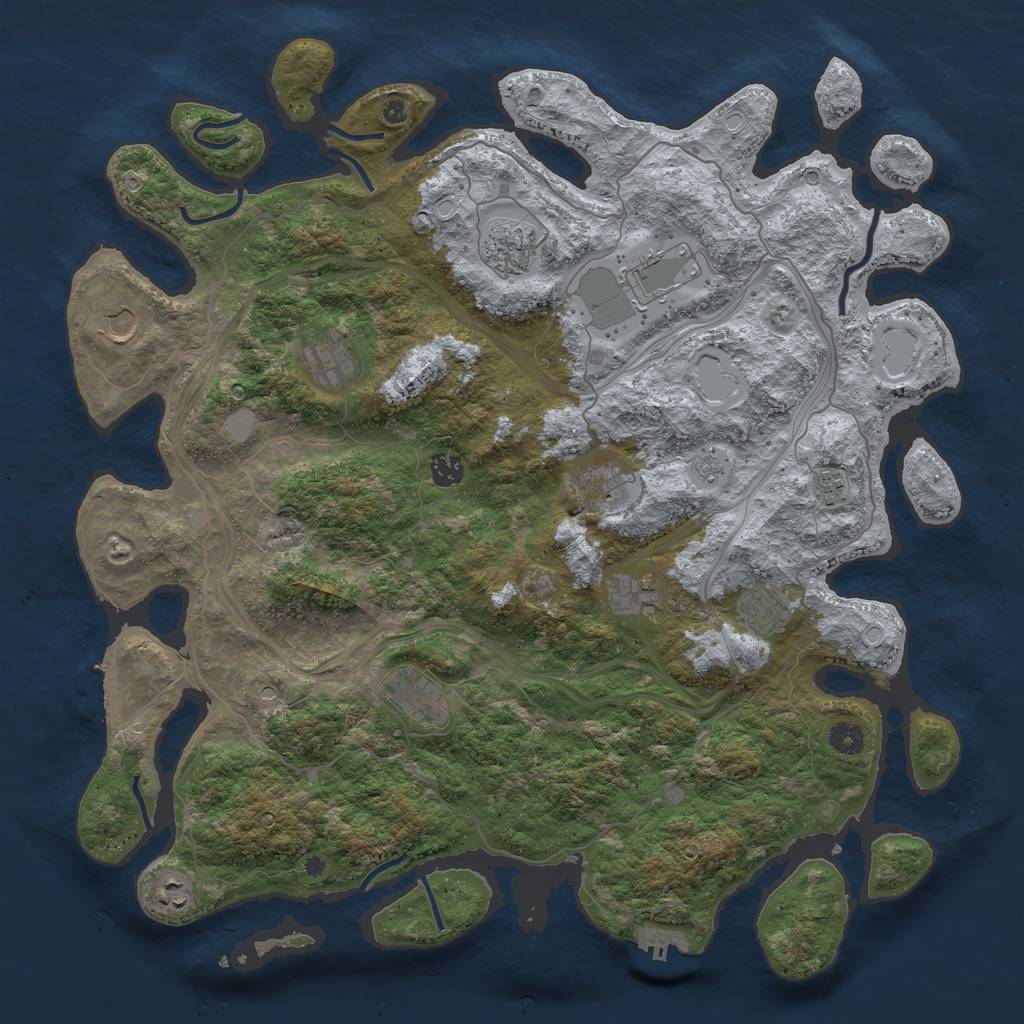 Rust Map: Procedural Map, Size: 4500, Seed: 518292042, 18 Monuments