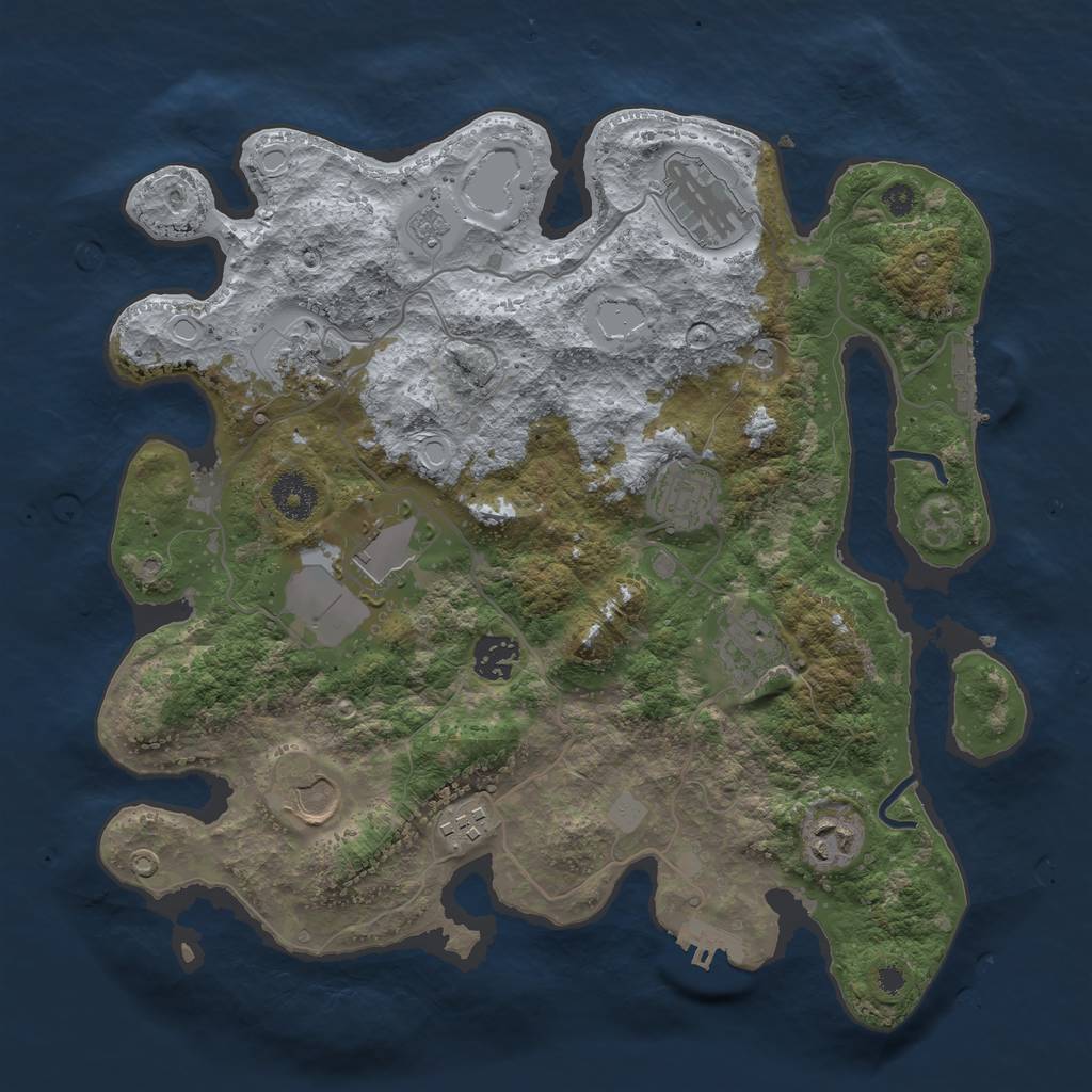 Rust Map: Procedural Map, Size: 3500, Seed: 1856062445, 16 Monuments