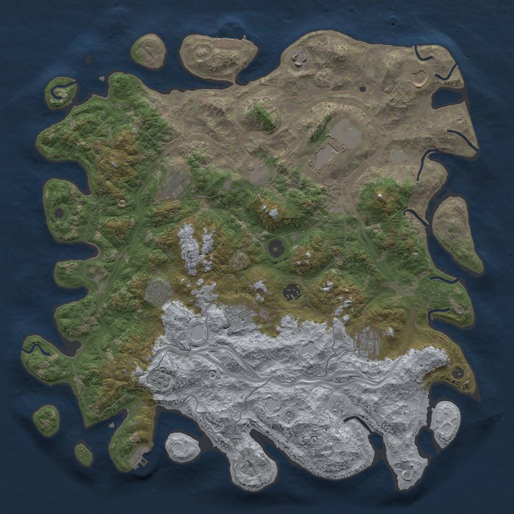 Rust Map: Procedural Map, Size: 4500, Seed: 1569411110, 17 Monuments