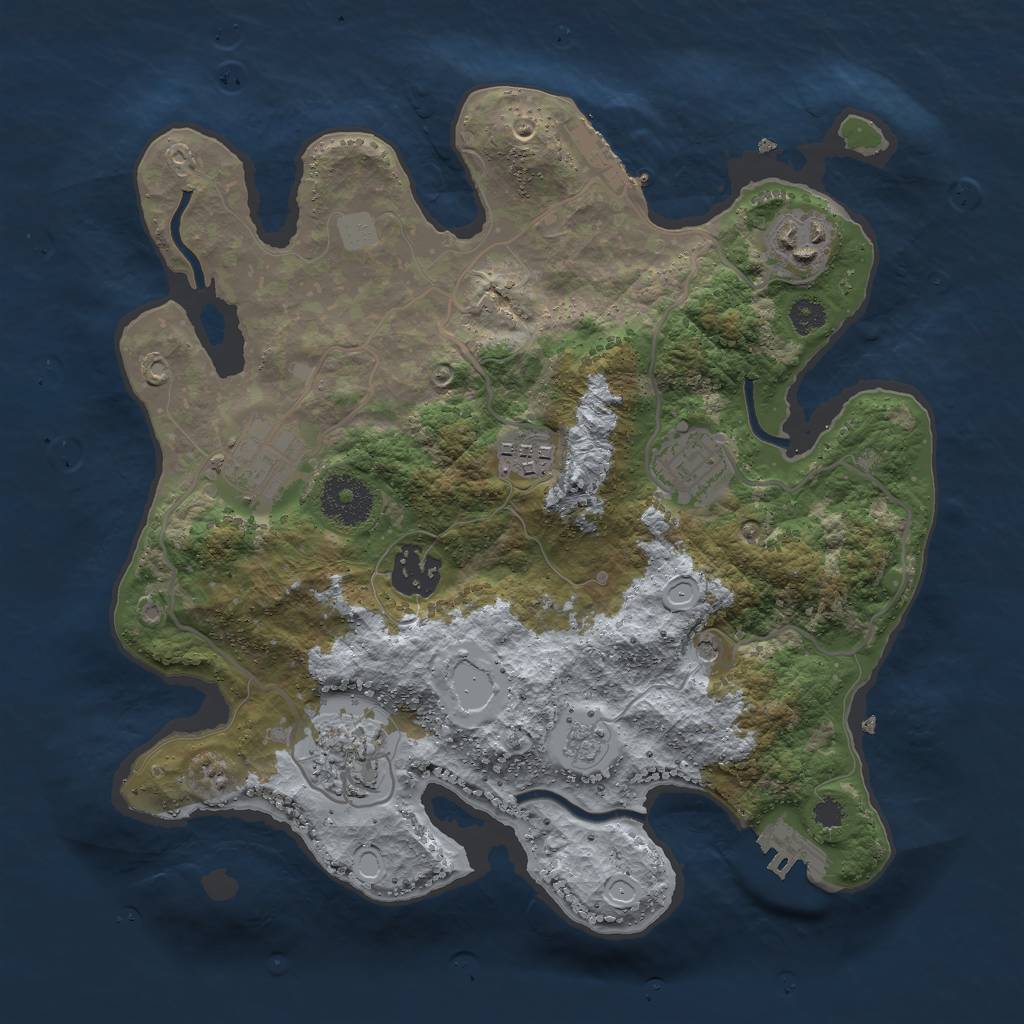 Rust Map: Procedural Map, Size: 3000, Seed: 1977063863, 13 Monuments