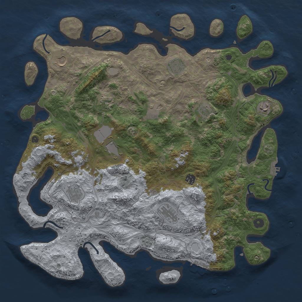 Rust Map: Procedural Map, Size: 4500, Seed: 114130147, 18 Monuments