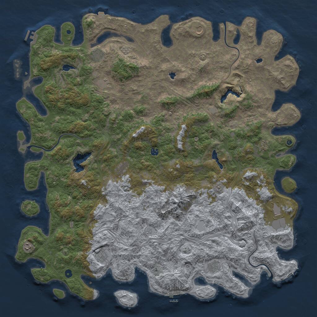 Rust Map: Procedural Map, Size: 6000, Seed: 303692474, 17 Monuments