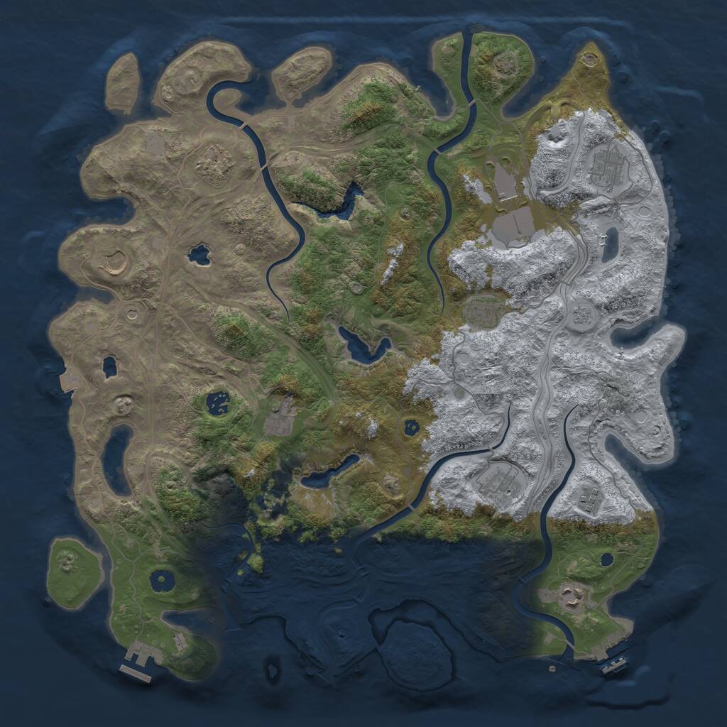 Rust Map: Procedural Map, Size: 4500, Seed: 1232477492, 16 Monuments