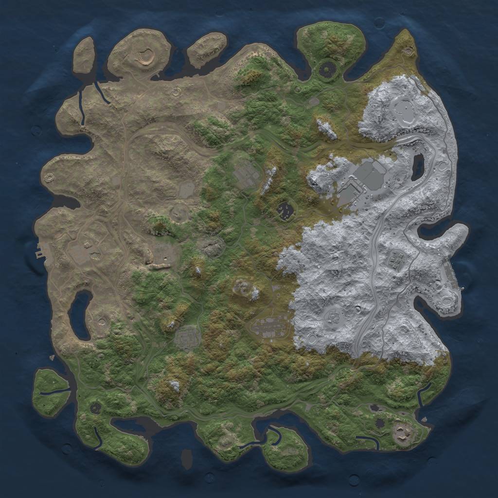 Rust Map: Procedural Map, Size: 4500, Seed: 1232477492, 17 Monuments