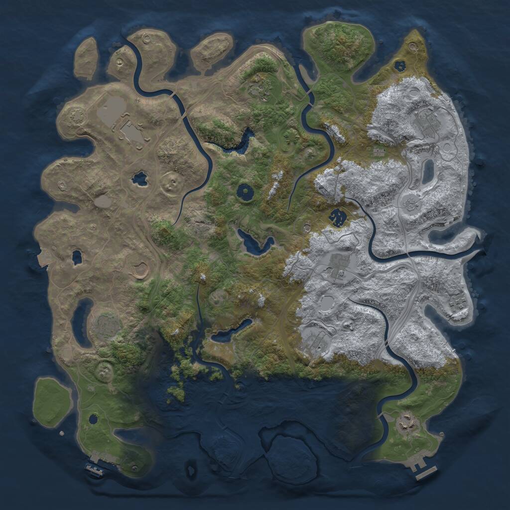 Rust Map: Procedural Map, Size: 4500, Seed: 1232477492, 16 Monuments