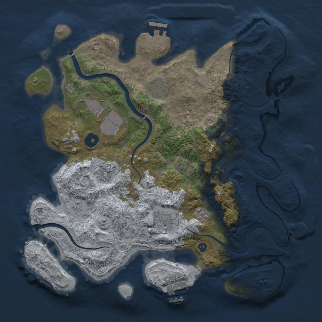 Rust Map: Procedural Map, Size: 3500, Seed: 156364901, 11 Monuments
