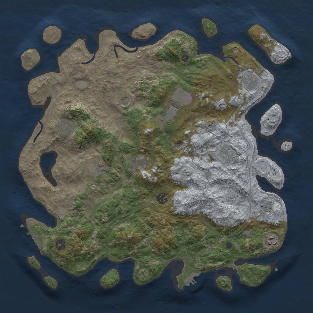Rust Map: Procedural Map, Size: 4250, Seed: 1054221394, 17 Monuments