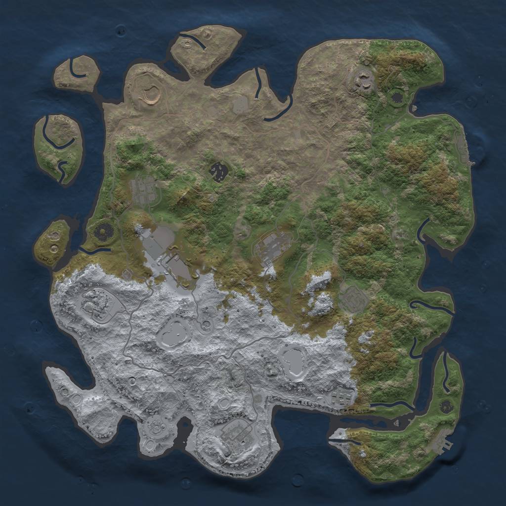 Rust Map: Procedural Map, Size: 4050, Seed: 1636533941, 17 Monuments
