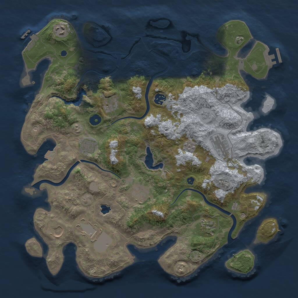 Rust Map: Procedural Map, Size: 4000, Seed: 694866, 16 Monuments