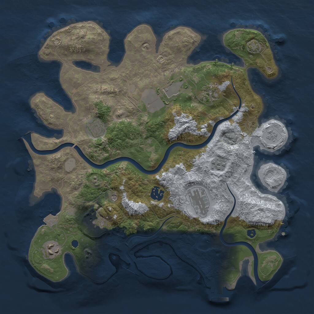 Rust Map: Procedural Map, Size: 3500, Seed: 779556619, 13 Monuments