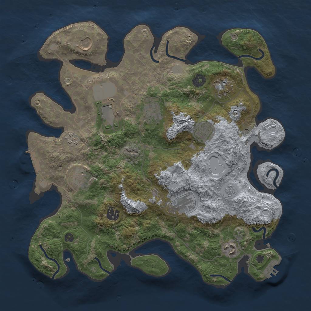 Rust Map: Procedural Map, Size: 3500, Seed: 779556619, 17 Monuments