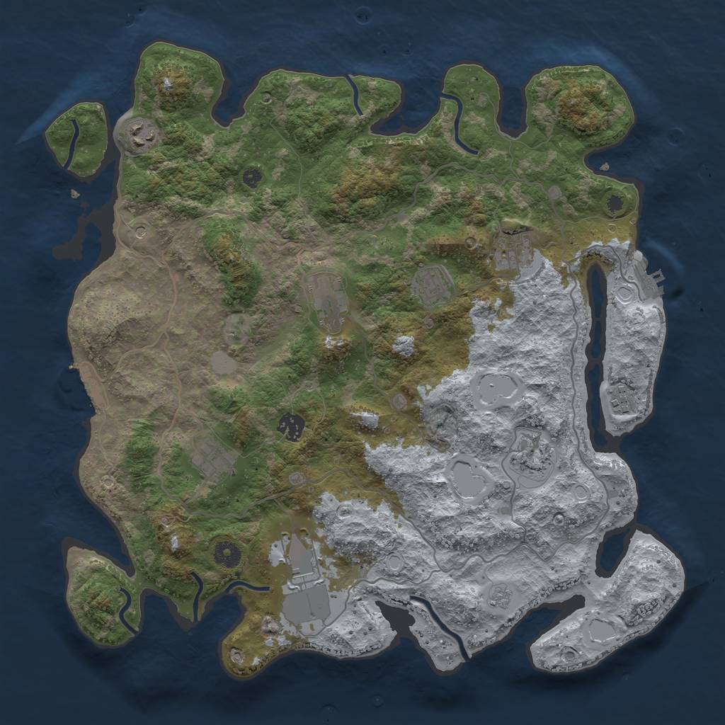 Rust Map: Procedural Map, Size: 4000, Seed: 671254215, 16 Monuments