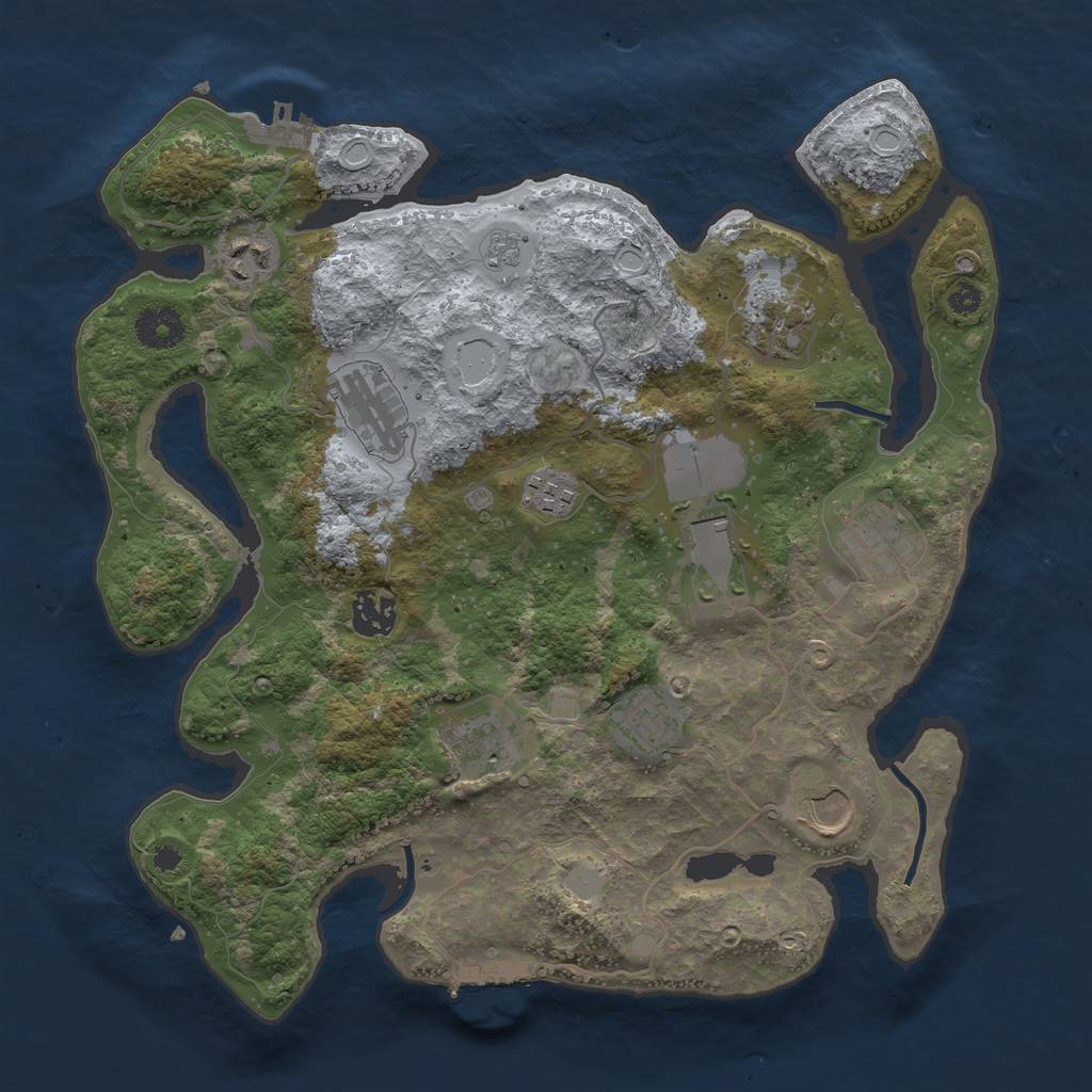 Rust Map: Procedural Map, Size: 3500, Seed: 2083041914, 16 Monuments