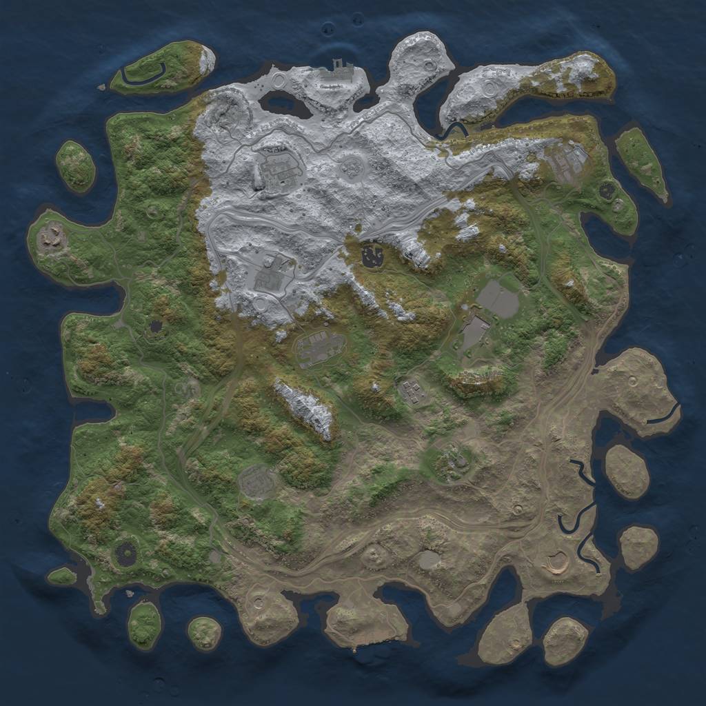 Rust Map: Procedural Map, Size: 4600, Seed: 87985896, 18 Monuments