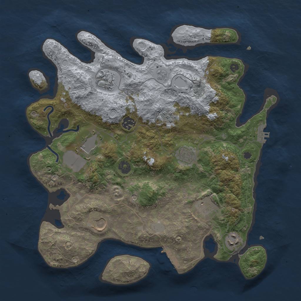 Rust Map: Procedural Map, Size: 3500, Seed: 1855252432, 15 Monuments