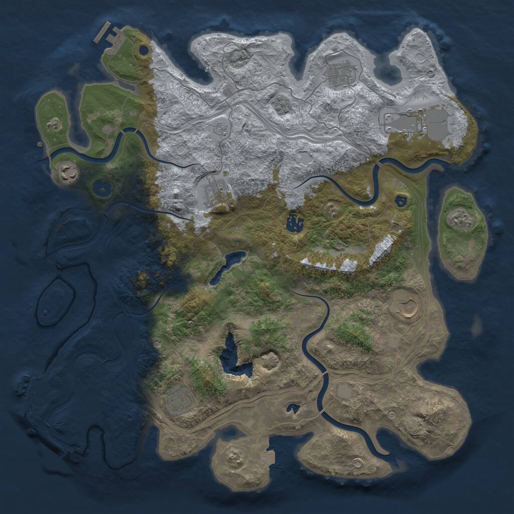 Rust Map: Procedural Map, Size: 4250, Seed: 831214801, 14 Monuments