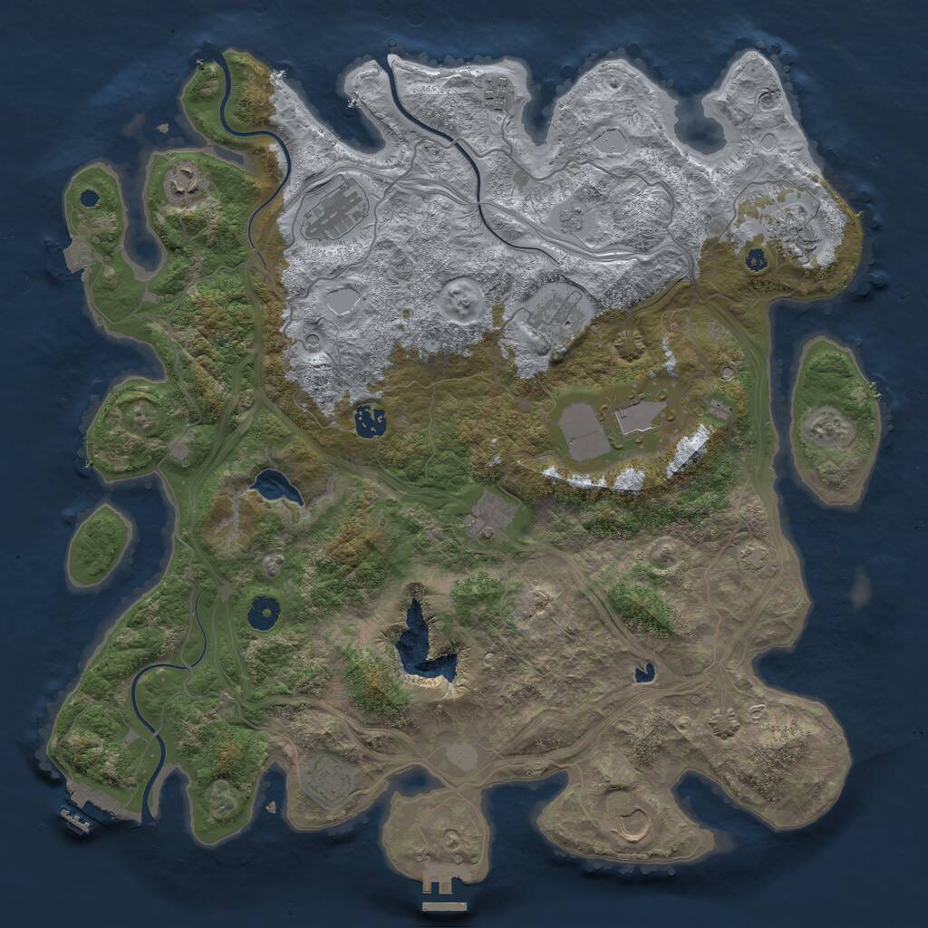 Rust Map: Procedural Map, Size: 4250, Seed: 831214801, 16 Monuments