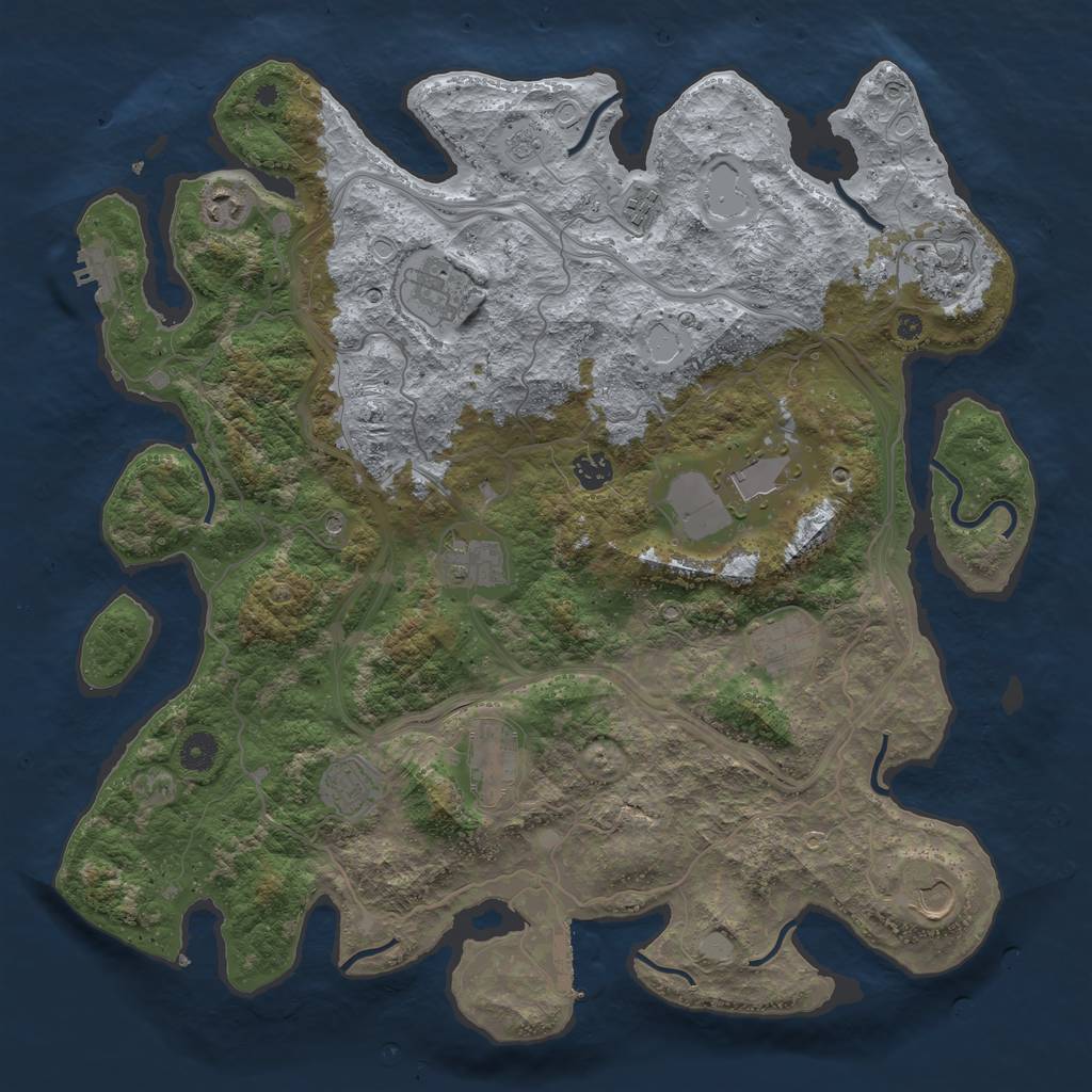 Rust Map: Procedural Map, Size: 4250, Seed: 831214801, 18 Monuments