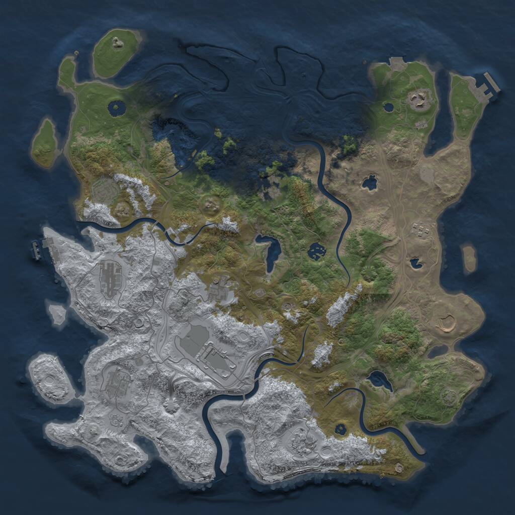 Rust Map: Procedural Map, Size: 4500, Seed: 169515079, 17 Monuments