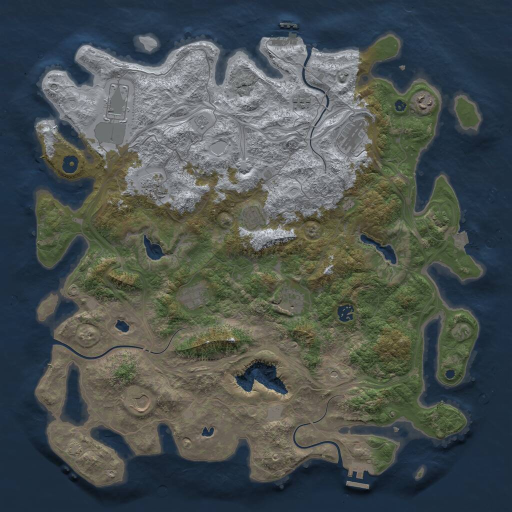 Rust Map: Procedural Map, Size: 4500, Seed: 232311789, 16 Monuments