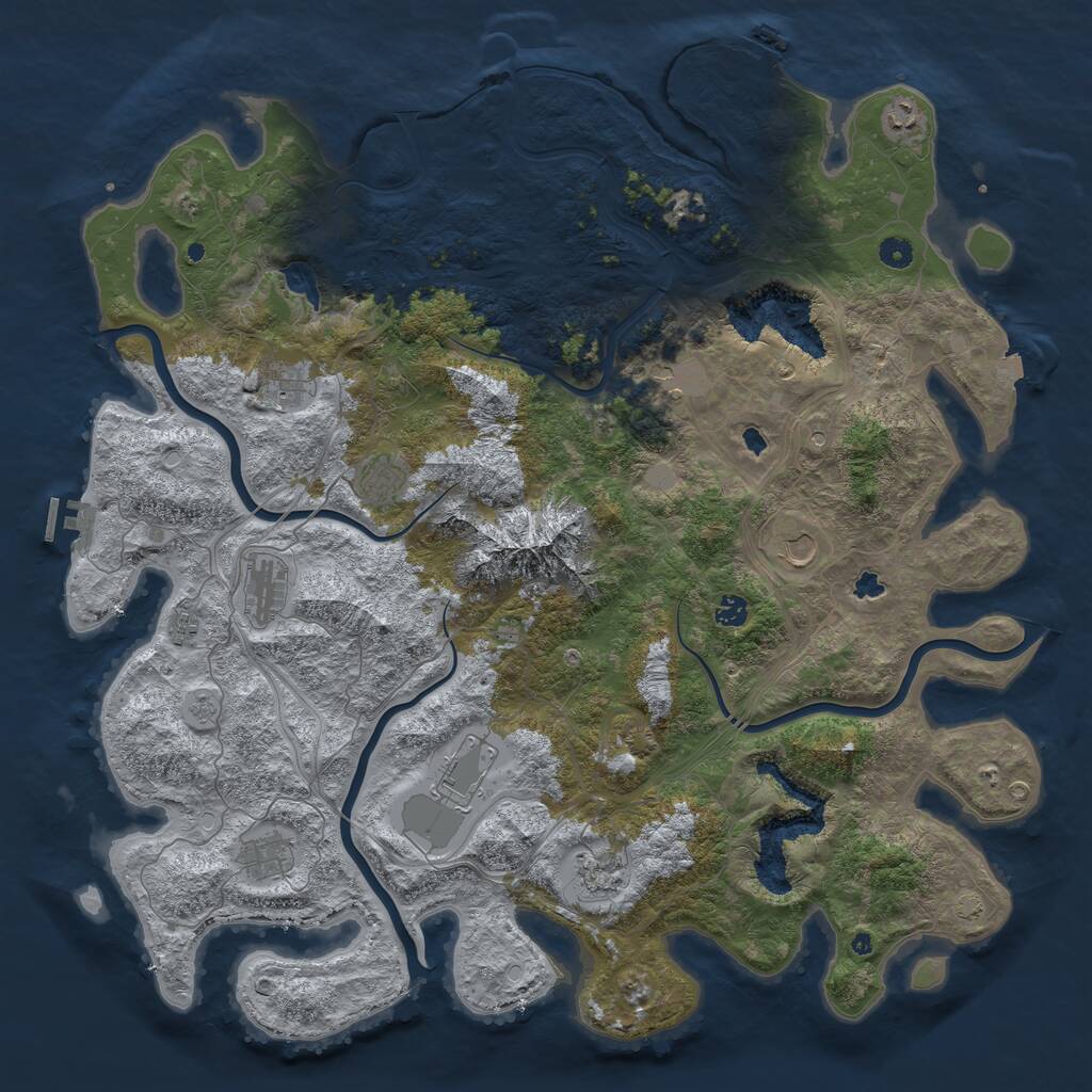 Rust Map: Procedural Map, Size: 5000, Seed: 4392, 17 Monuments
