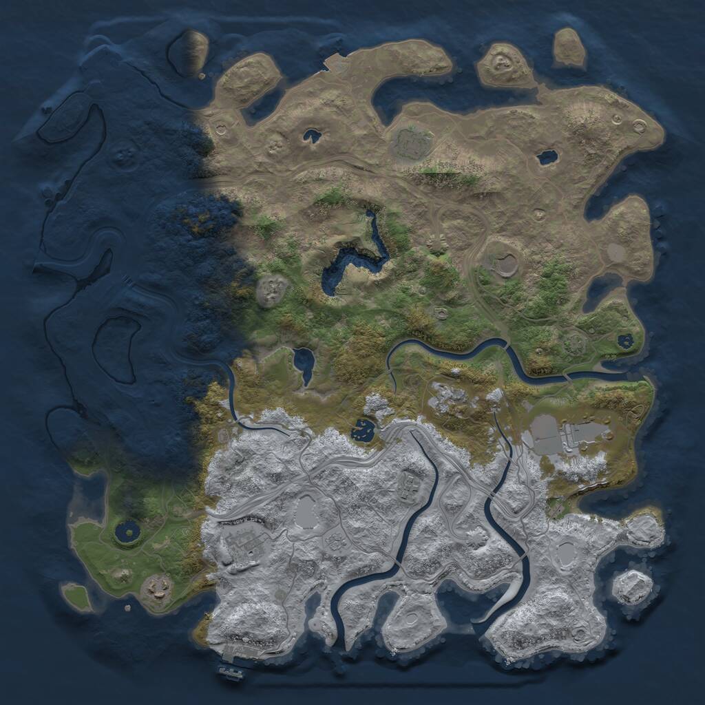 Rust Map: Procedural Map, Size: 4500, Seed: 2110, 14 Monuments