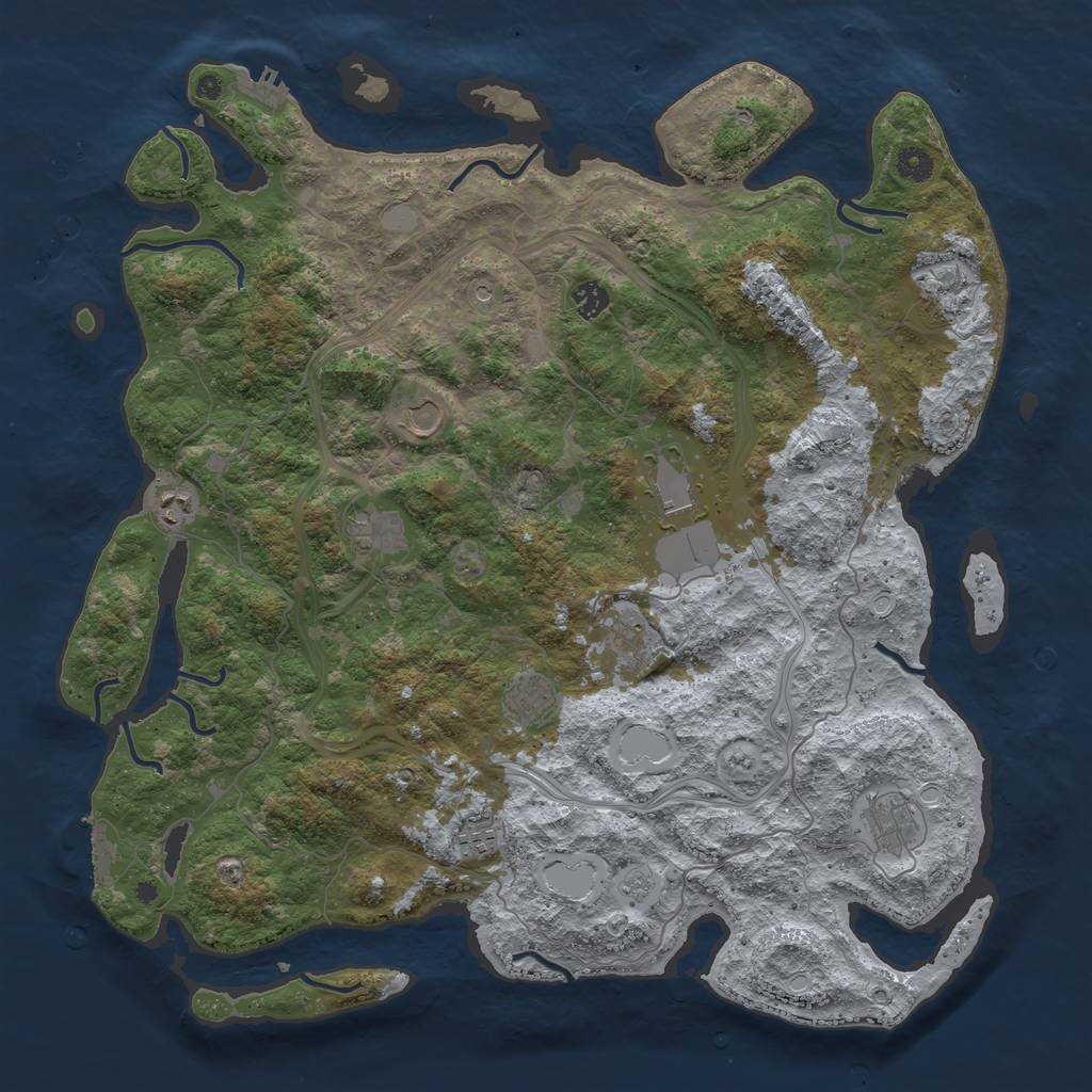 Rust Map: Procedural Map, Size: 4500, Seed: 1820225896, 17 Monuments