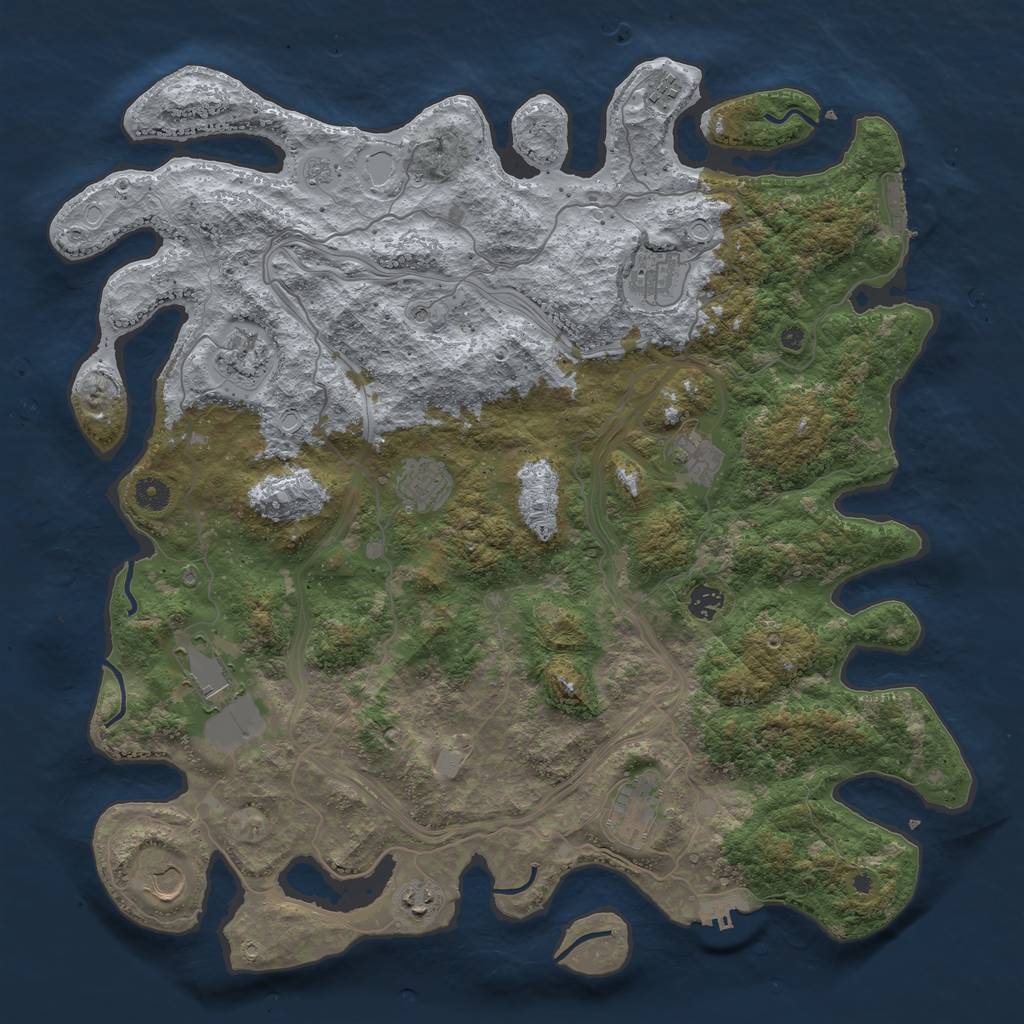 Rust Map: Procedural Map, Size: 4500, Seed: 1011004413, 17 Monuments