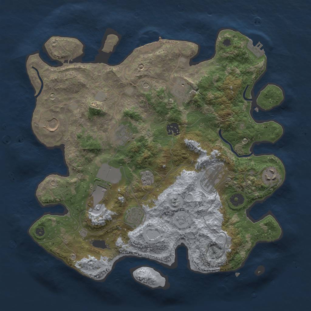 Rust Map: Procedural Map, Size: 3500, Seed: 655398817, 16 Monuments
