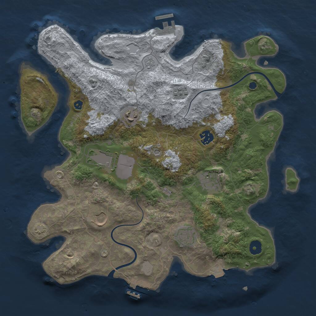 Rust Map: Procedural Map, Size: 3500, Seed: 113010260, 13 Monuments