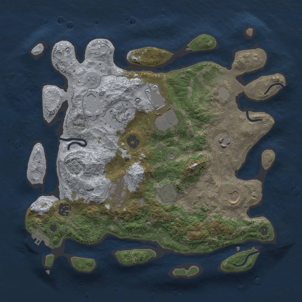 Rust Map: Procedural Map, Size: 3500, Seed: 1593318643, 14 Monuments