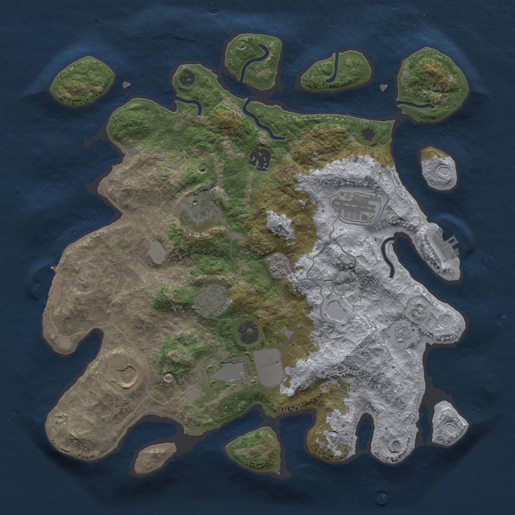 Rust Map: Procedural Map, Size: 3500, Seed: 218093935, 13 Monuments