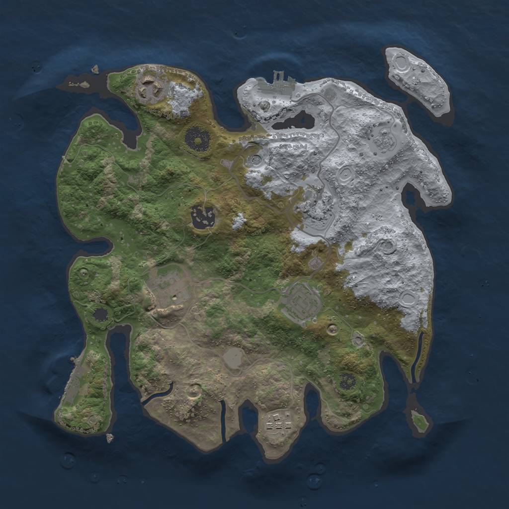 Rust Map: Procedural Map, Size: 3000, Seed: 1097028437, 13 Monuments